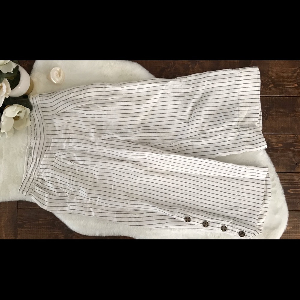 Rachel Zoe Chambray Stripe Casual Crop Pant, M
